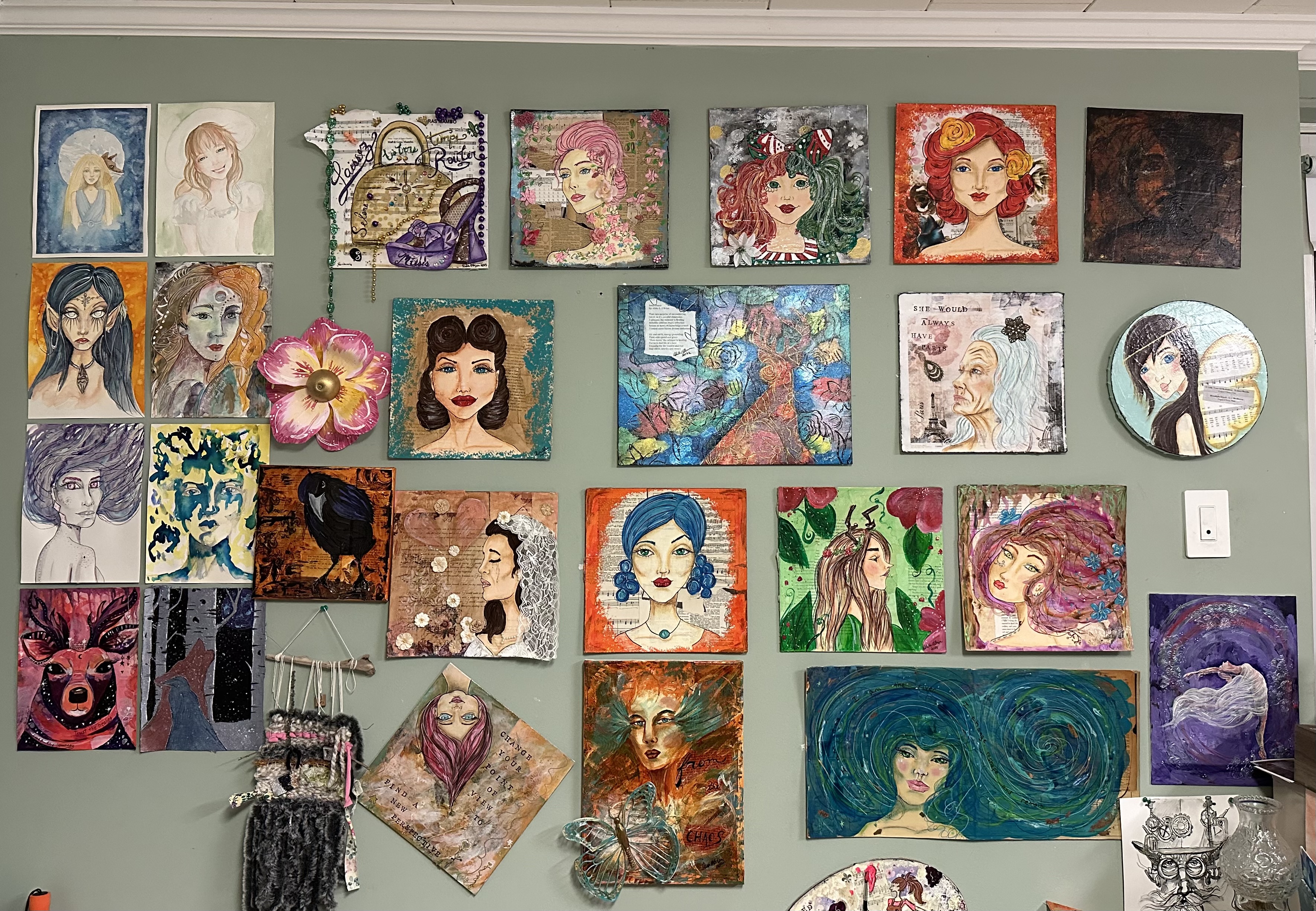 Wall of Women collage, wide view