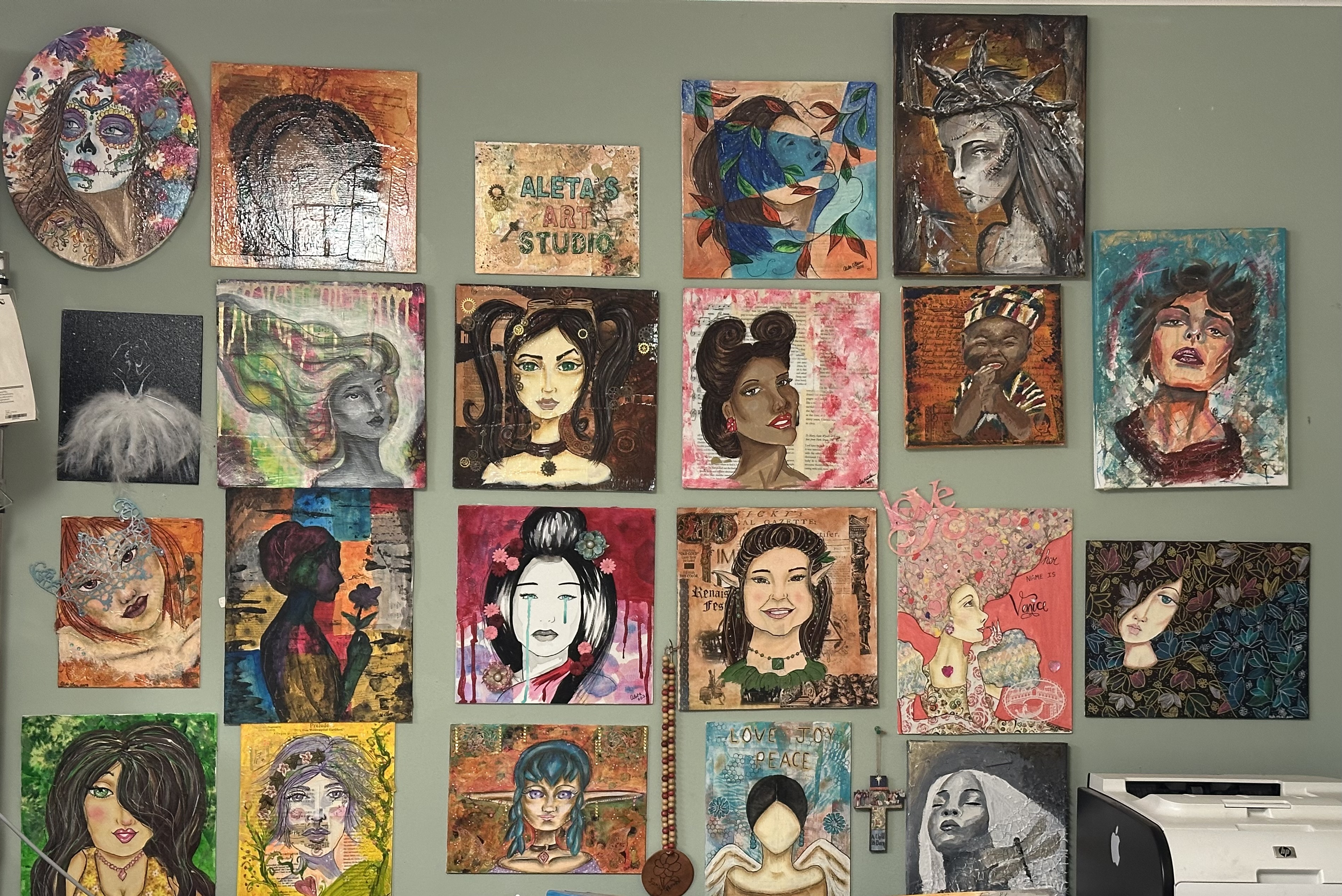 Wall of Women collage, closer view