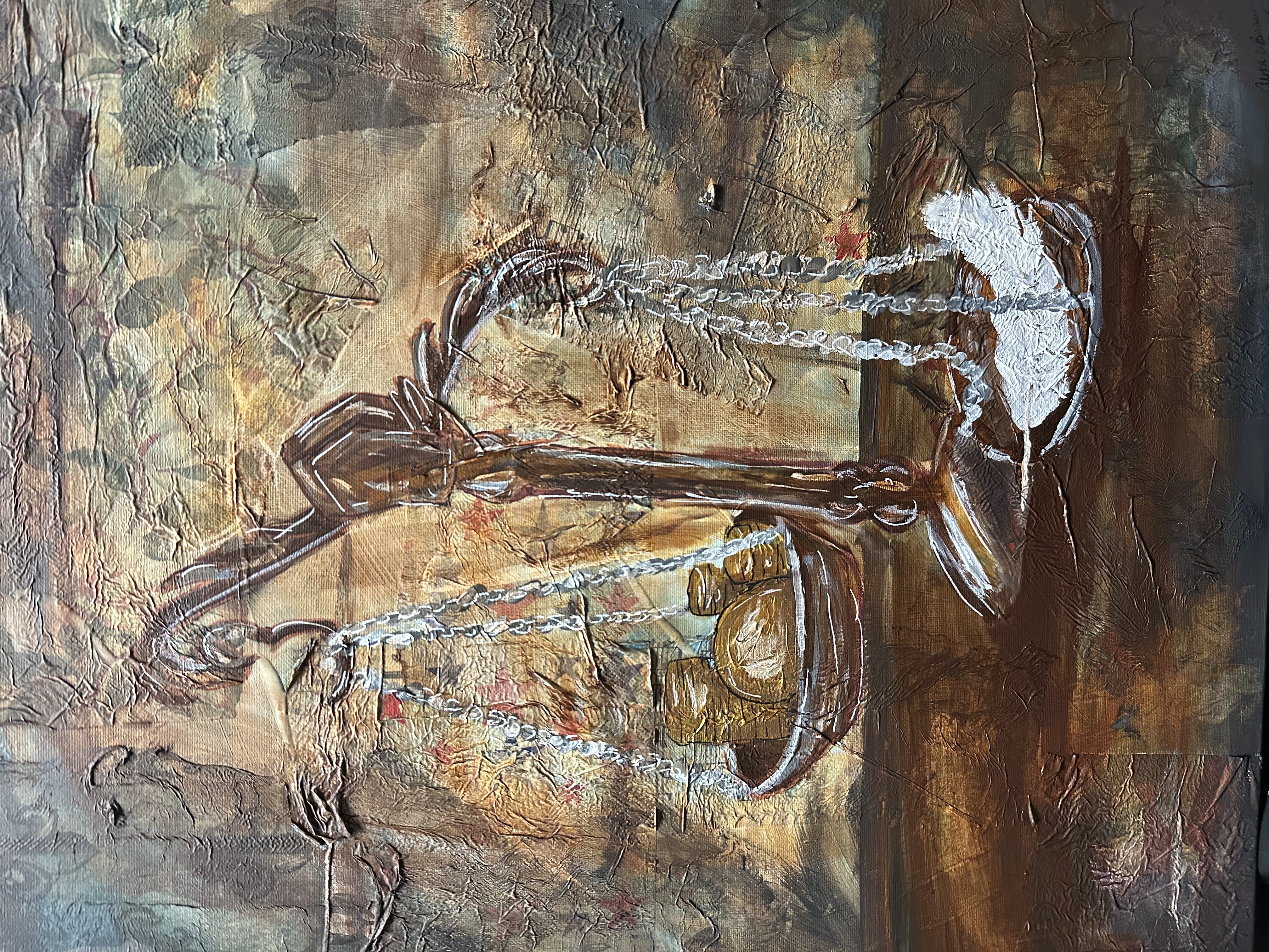 Mixed-media vintage quill and parchment motif