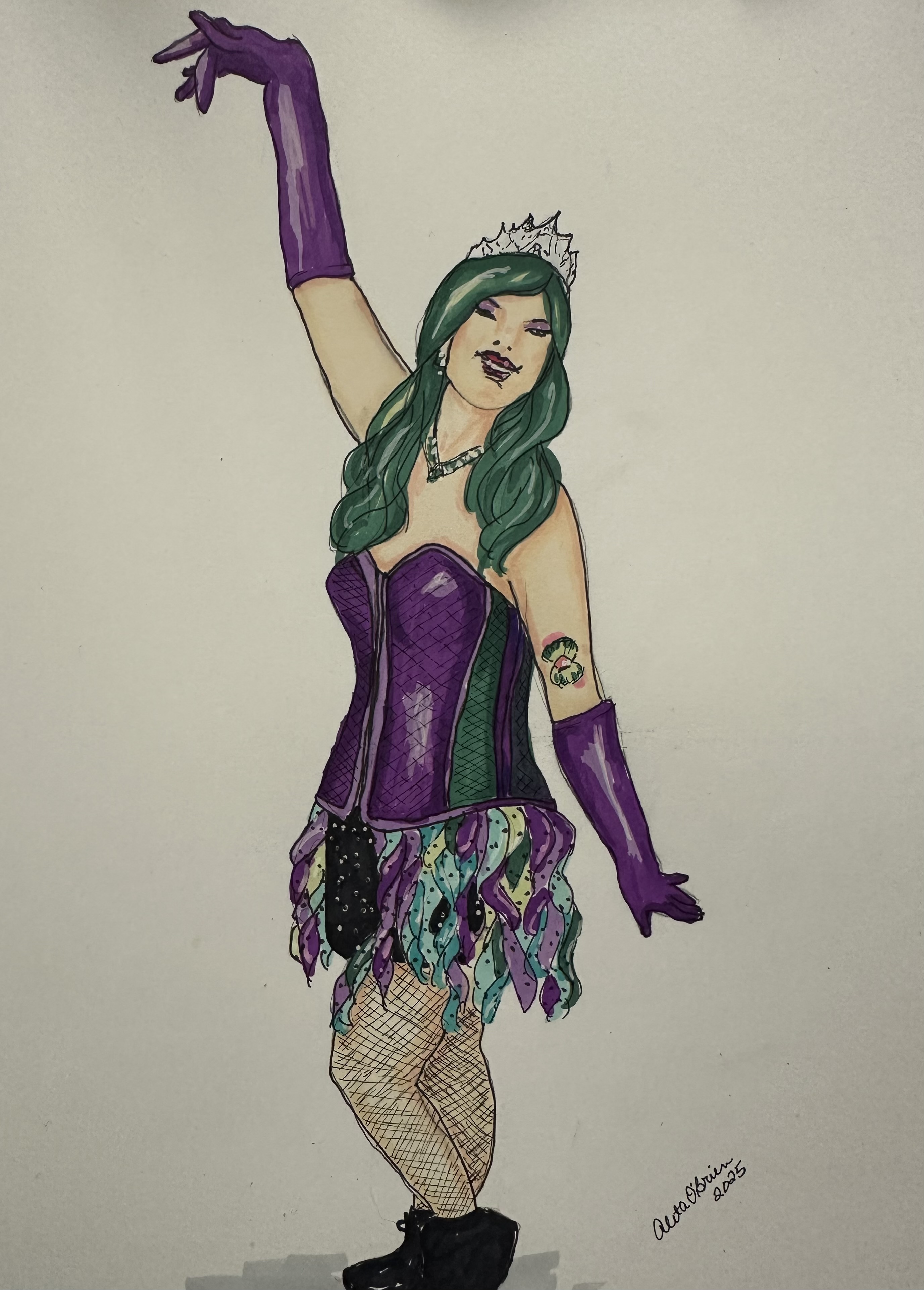 Full-body marker drawing of a Siren