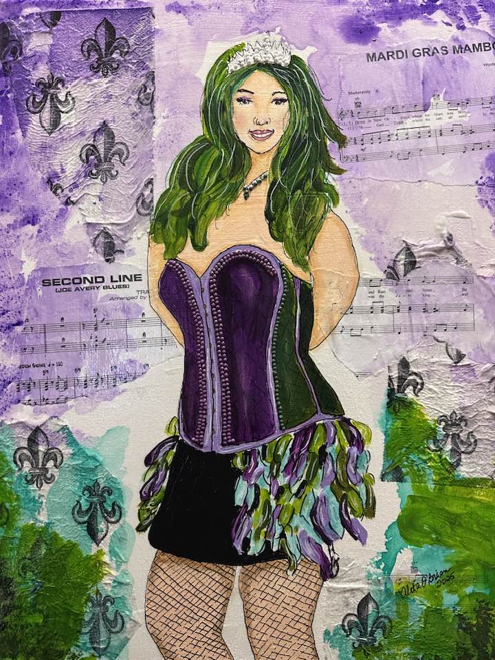 Mixed-media portrait of a Siren in her dancing outfit