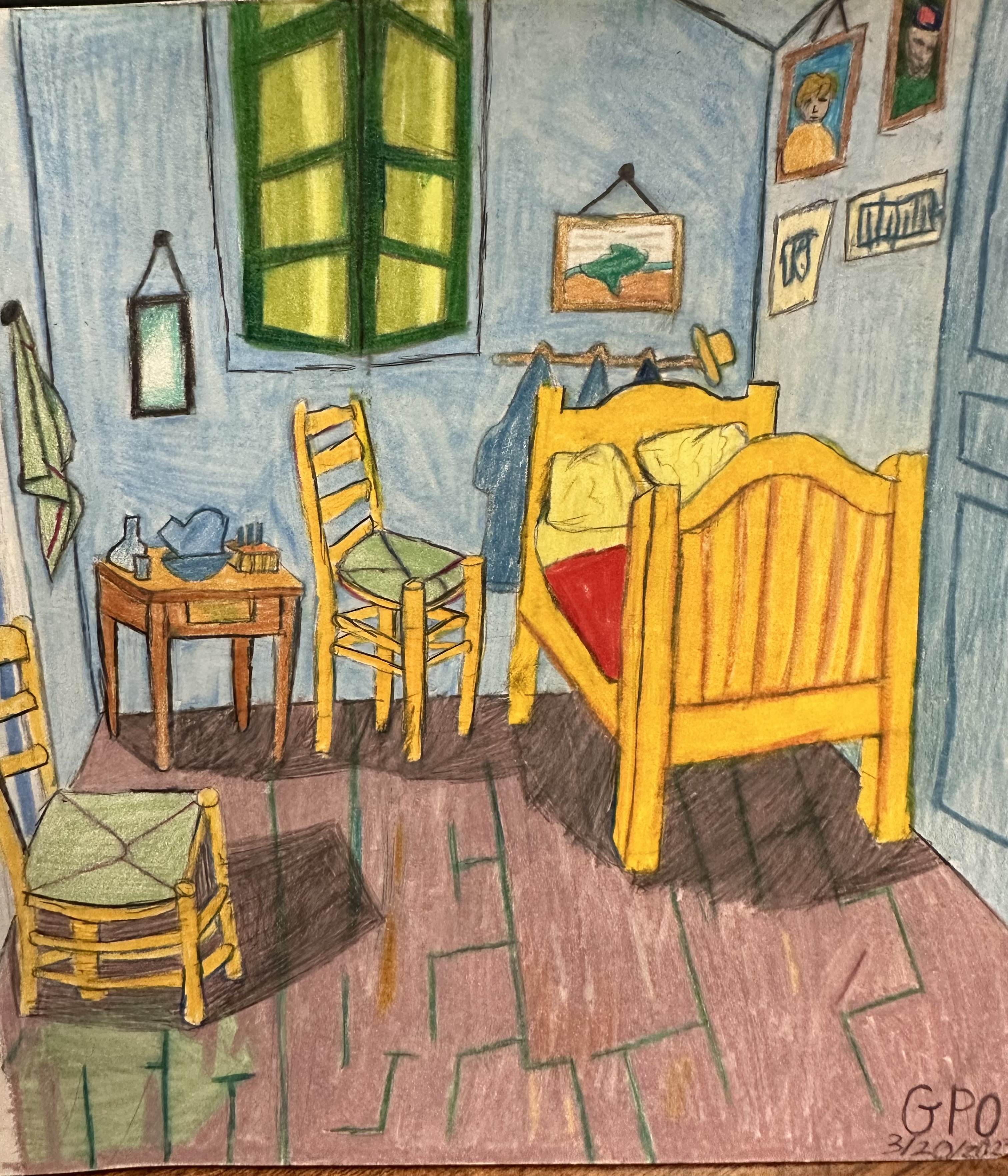 Van Gogh bedroom — Colored Pencil