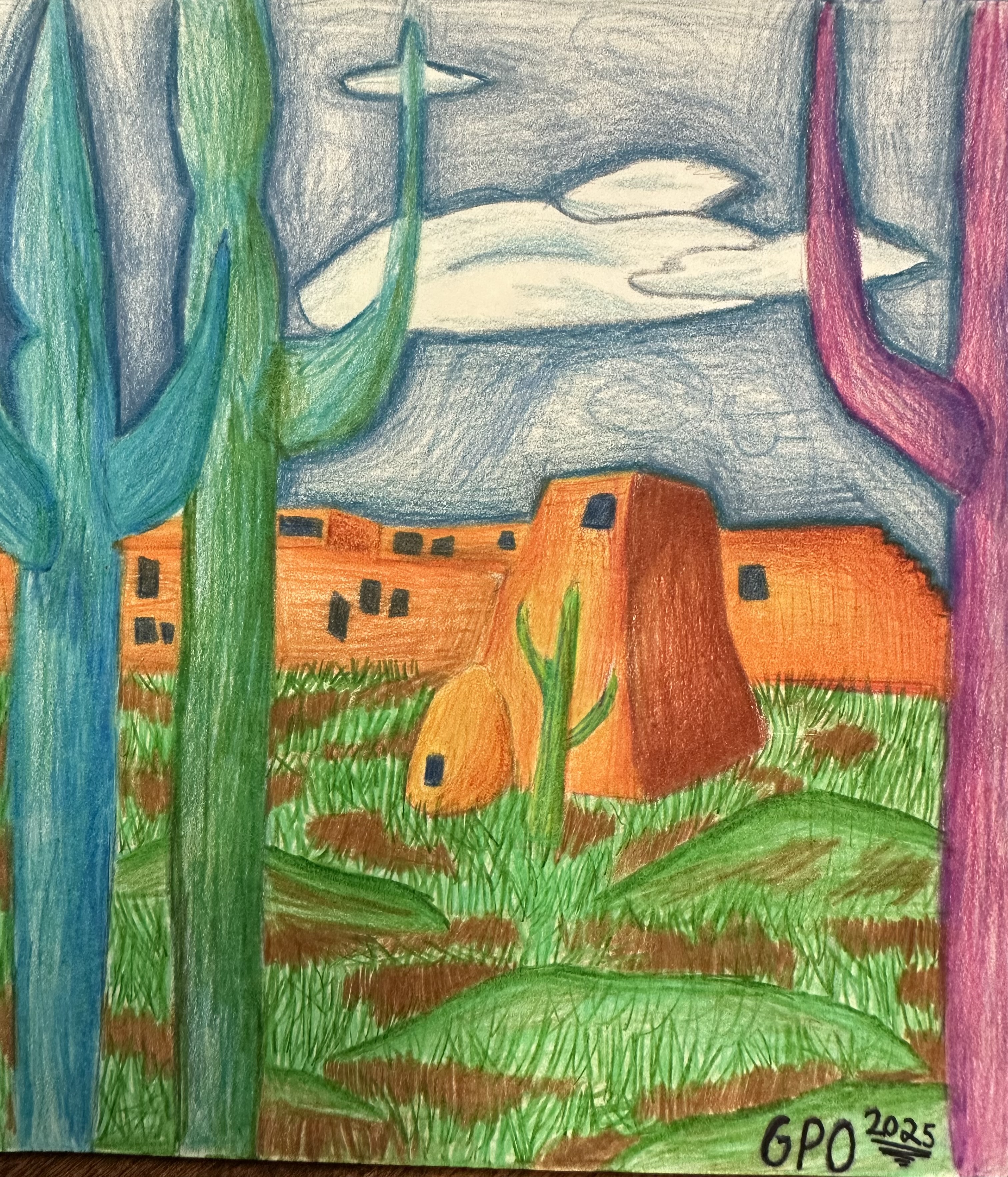 Driving to the Grand Canyon — Colored Pencil