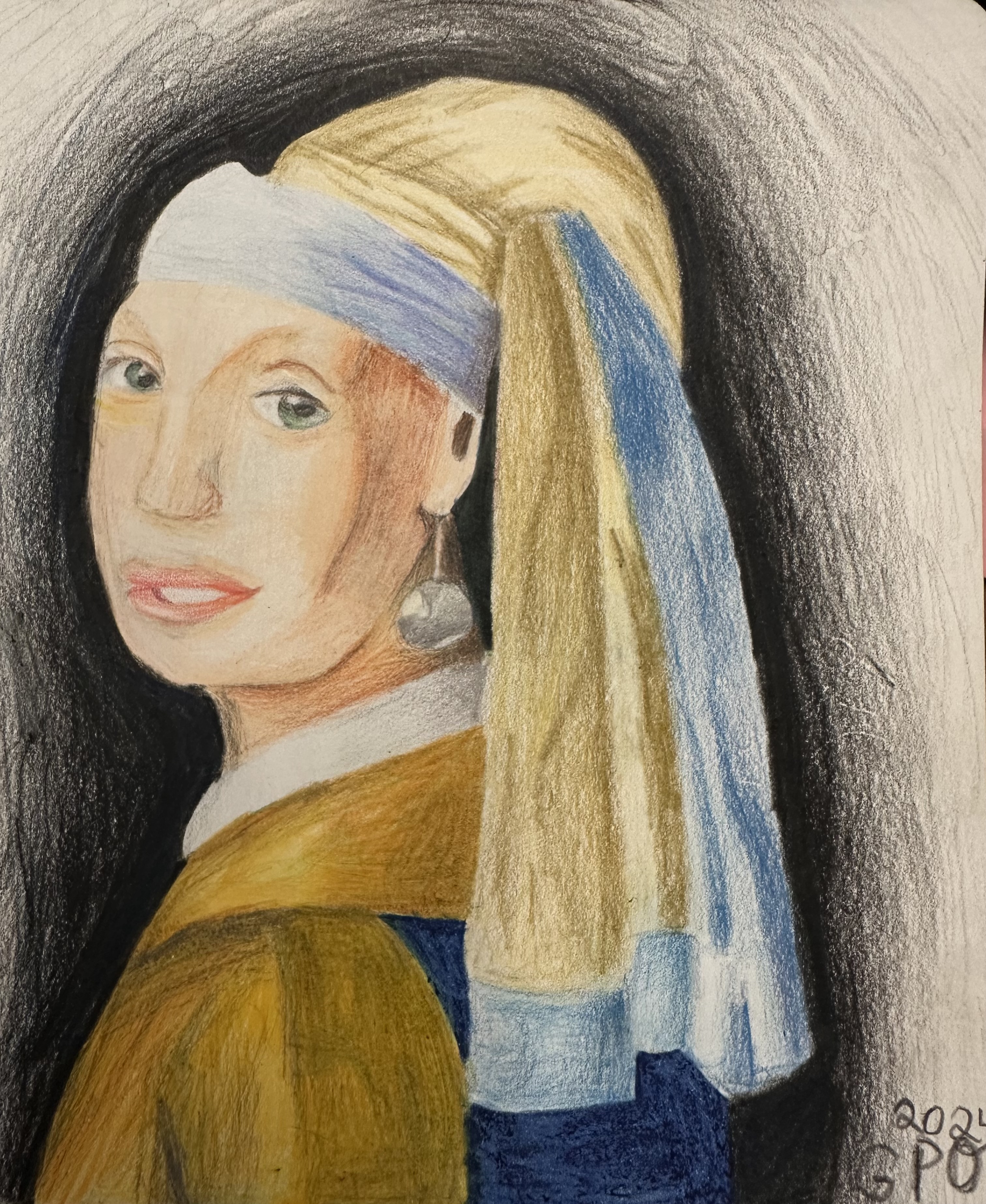 Vermeer, Girl with the Pearl Earring — Colored Pencil